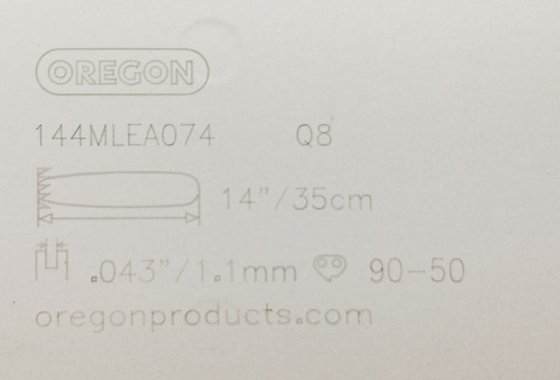 Oznaczenia na prowadnicy Oregon 144MLEA074